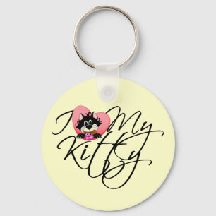 Chaveiro Rosa eu amo meus camiseta e presentes do gatinho