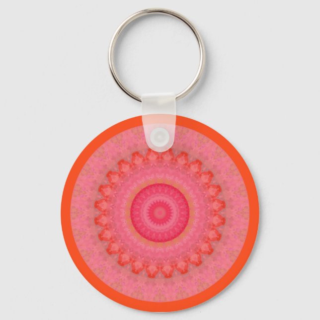 Chaveiro Rosa, Laranja e Amarelo Mandala (Frente)