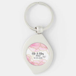 Chaveiro Rosa Moderno e Dourado Sr. e Sra.