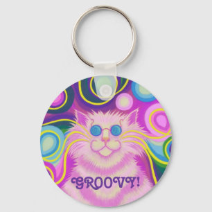 Chaveiro rosa psy-delic-cat 'Groovy'