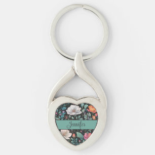 Chaveiro Rosa Rosa Branca Elegante Personalizada
