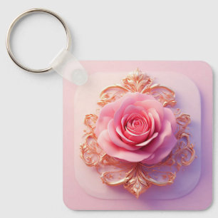 Chaveiro Rosa Rosa Com Intrincados Detalhes Ornamentais Dou