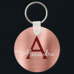 Chaveiro Rosa Rosa Rosa Rosa Dourada Burgundy Monograma Sta<br><div class="desc">Cor-de-rosa-claro - Chaveiro Elegante metálico Elegante de aço inoxidável com Rosa Dourado e borgonha. Esses Chaveiros podem ser personalizados para incluir seu nome e nome inicial. Estas correntes-chave fazem favores de excelente,  chá de panela ou festa de solteira.</div>