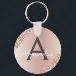 Chaveiro Rosa Rosa Rosa Rosa Dourada Faux Monograma de Aço<br><div class="desc">Rosa rosa rosa rosa Dourada Faux Stainless Steel Metálico e Chaveiro Elegante brilhante Sparkle. Esses Chaveiros podem ser personalizados para incluir seu nome e nome inicial. Estas correntes-chave fazem favores de excelente,  chá de panela ou festa de solteira.</div>