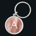 Chaveiro Rosa Rosa Rosa Rosa Dourada Faux Monograma de Aço<br><div class="desc">Rosa Rosa Rosa Rosa Dourada Faux Stainless Steel Metálico Elegante Chaveiro. Esses Chaveiros podem ser personalizados para incluir seu nome e nome inicial. Estas correntes-chave fazem favores de excelente,  chá de panela ou festa de solteira.</div>