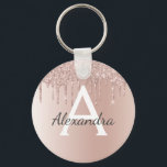 Chaveiro Rosa Rosa Rosa Rosa Dourada Faux Monograma de Aço<br><div class="desc">Rosa rosa rosa rosa Dourada Faux Stainless Steel Metálico e Chaveiro Elegante brilhante Sparkle. Esses Chaveiros podem ser personalizados para incluir seu nome e nome inicial. Estas correntes-chave fazem favores de excelente,  chá de panela ou festa de solteira.</div>