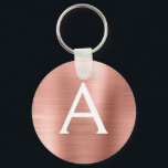 Chaveiro Rosa Rosa Rosa Rosa Dourada Faux Monograma de Aço<br><div class="desc">Rosa Rosa Rosa Rosa Dourada Faux Stainless Steel Metálico Elegante Chaveiro. Esses Chaveiros podem ser personalizados para incluir seu nome e nome inicial. Estas correntes-chave fazem favores de excelente,  chá de panela ou festa de solteira.</div>