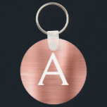 Chaveiro Rosa Rosa Rosa Rosa Dourada Faux Monograma de Aço<br><div class="desc">Rosa Rosa Rosa Rosa Dourada Faux Stainless Steel Metálico Elegante Chaveiro. Esses Chaveiros podem ser personalizados para incluir seu nome e nome inicial. Estas correntes-chave fazem favores de excelente,  chá de panela ou festa de solteira.</div>