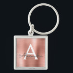 Chaveiro Rosa Rosa Rosa Rosa Dourada Faux Monograma de Aço<br><div class="desc">Rosa Rosa Rosa Rosa Dourada Faux Stainless Steel Metálico Elegante Chaveiro. Esses Chaveiros podem ser personalizados para incluir seu nome e nome inicial. Estas correntes-chave fazem favores de excelente,  chá de panela ou festa de solteira.</div>