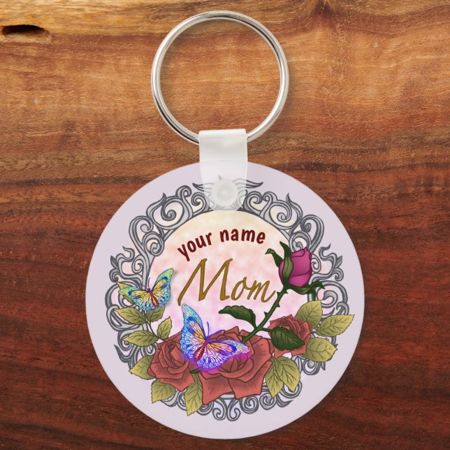 Chaveiro Rosa Rosebud Mãe personalizado (Frente)
