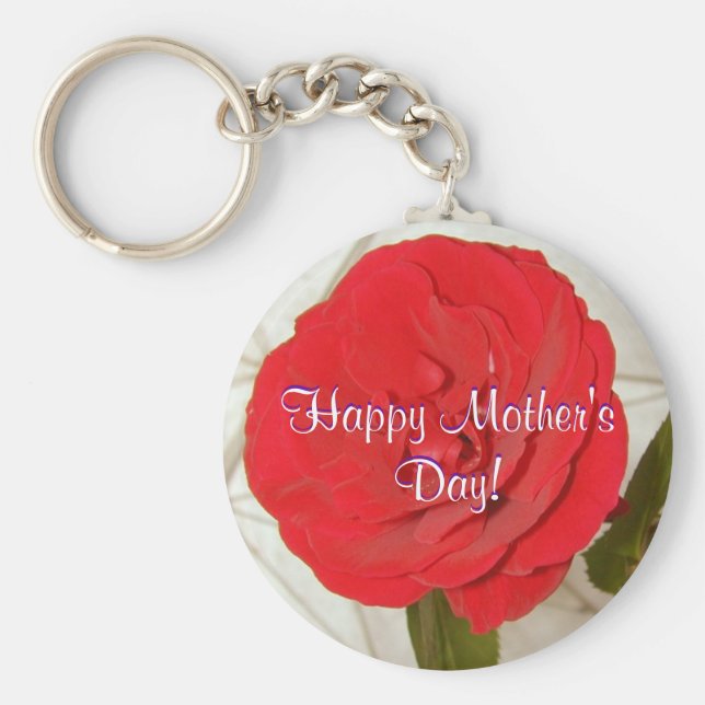 Chaveiro Rosa vermelha de Dia de as mães feliz (Frente)