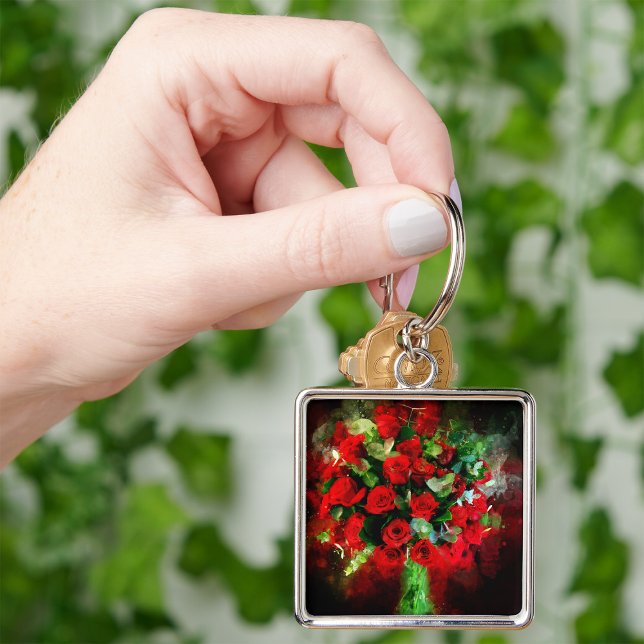 Chaveiro Rosa vermelha de flor de Buquê - bb (Criador carregado)