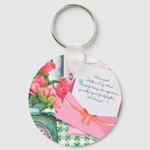 Chaveiro rosa vermelha Floral - Dia de as mães de envelope