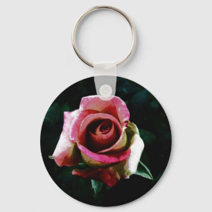 Chaveiro Rosa vermelha pintada com óleo