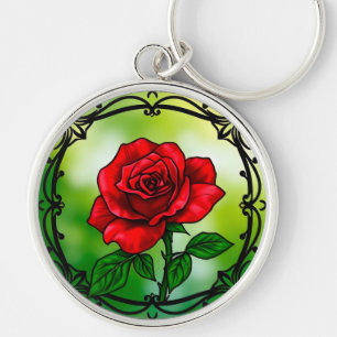 Chaveiro Rosa vermelha vibrante