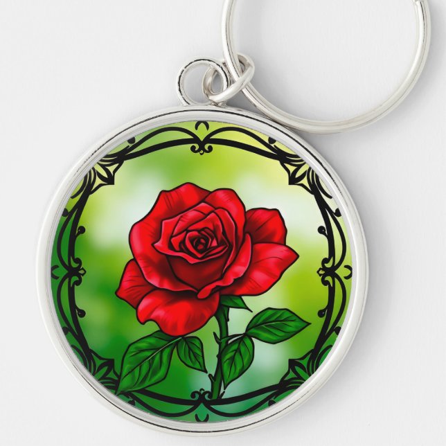 Chaveiro Rosa vermelha vibrante (Frente)