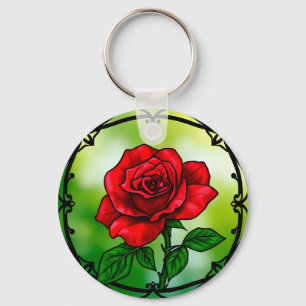 Chaveiro Rosa vermelha vibrante