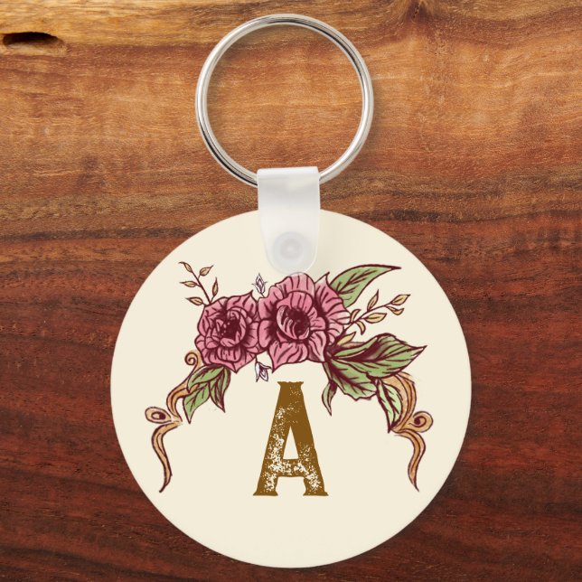 Chaveiro Rosa Vintage Personalizada (Frente)