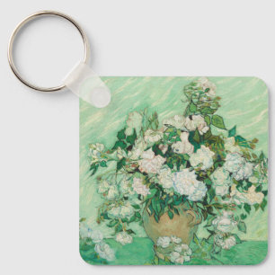 Chaveiro Rosas Brancas de Van Gogh - Arte Floral Mint Vinta
