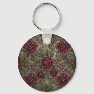 Chaveiro Rosas Burgundy Vermelho Escuro Grade Treliça Ornat