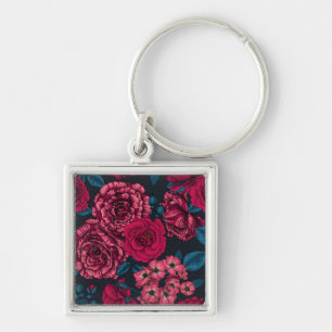 Chaveiro Rosas cor-de-rosa, vermelha e bi-colorida com folh