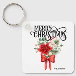 Chaveiro Rosas de Poinsettia Buquê de Flor de Natal