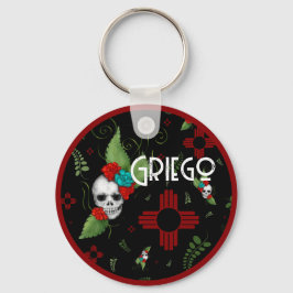 Chaveiro Rosas do crânio Zia Sun Greenery Black Novo México