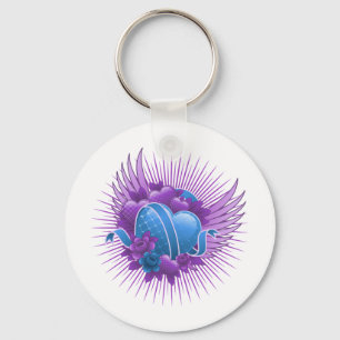 Chaveiro Rosas e Asas de Corações Azuis