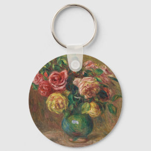 Chaveiro Rosas em um Vaso Verde por Pierre-Auguste Renoir