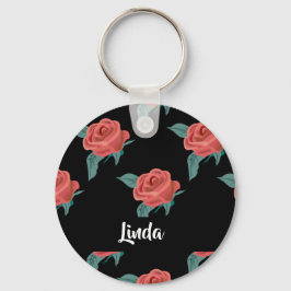 Chaveiro Rosas rosa a preto