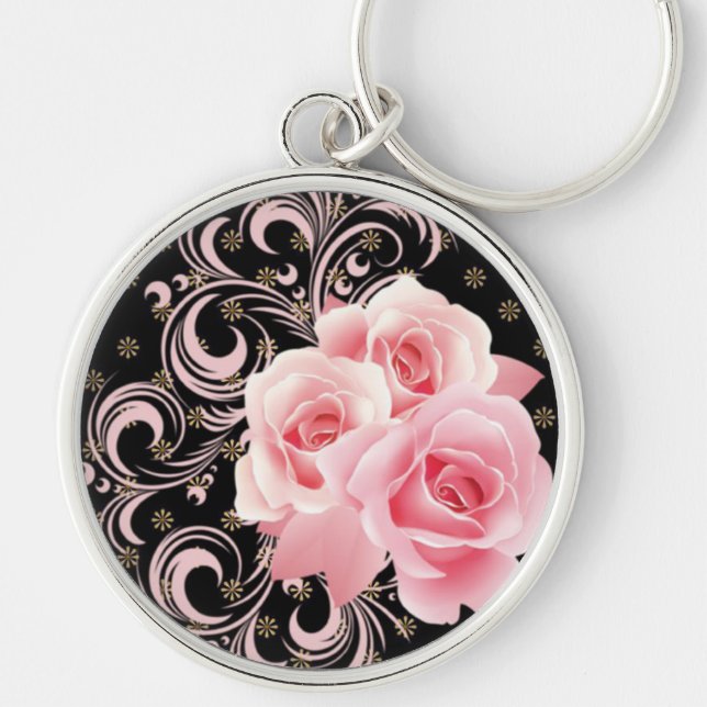 Chaveiro Rosas rosa e roxas (Frente)