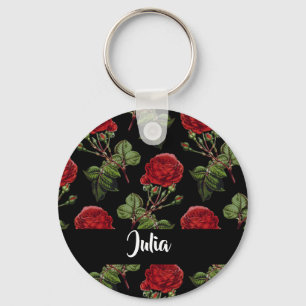 Chaveiro Rosas vermelhas de nome personalizado