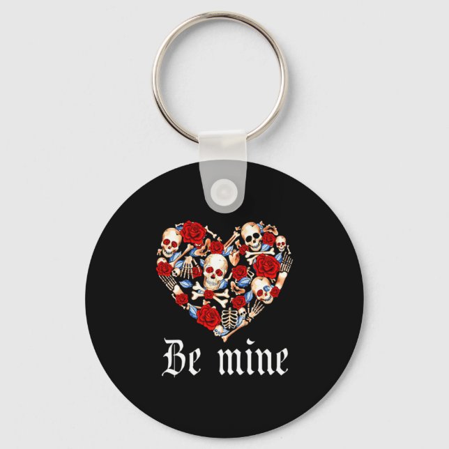 Chaveiro Roses And Skulls Heart Gothic Style Valentine Be M (Frente)