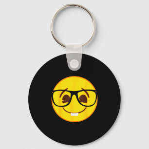 Chaveiro Rosto Amarelo Sorridente Oficial de Emojis Nerd Gl