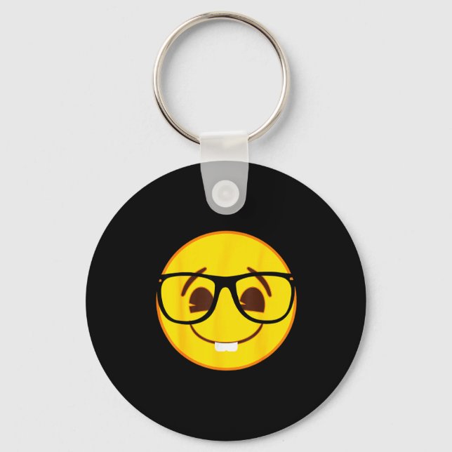 Chaveiro Rosto Amarelo Sorridente Oficial de Emojis Nerd Gl (Frente)
