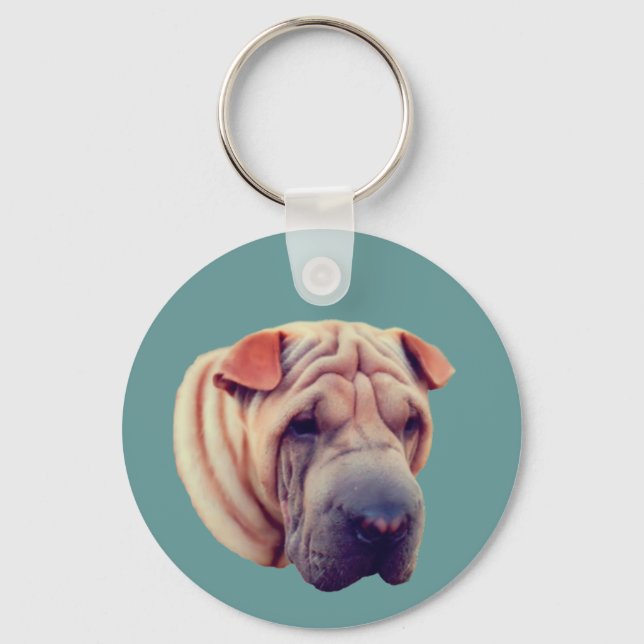 Chaveiro Rosto de Cachorro Shar Pei Animal  (Frente)