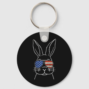 Chaveiro Rosto de Coelho Fofo Bandeira Americana Gles Dia d