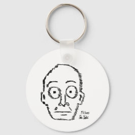 Chaveiro rosto de desenho animado desenhado de forma irregu
