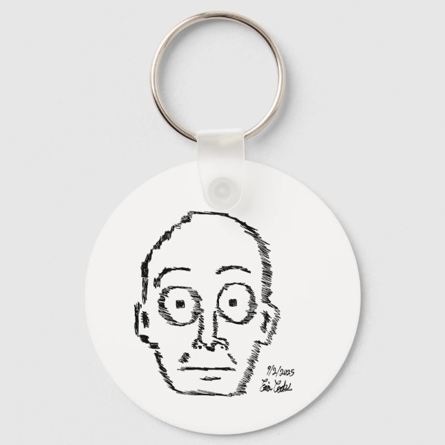 Chaveiro rosto de desenho animado desenhado de forma irregu (Frente)