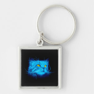 Chaveiro Rosto de Gato Azul