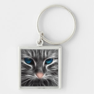 Chaveiro Rosto de Gato Azul Incrível