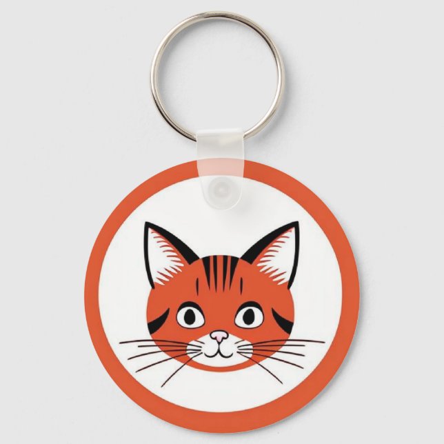 Chaveiro Rosto de Gato de Desenho Animado Fofo com Design G (Frente)