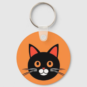 Chaveiro Rosto de Gato de Desenho Animado Fofo com Design G