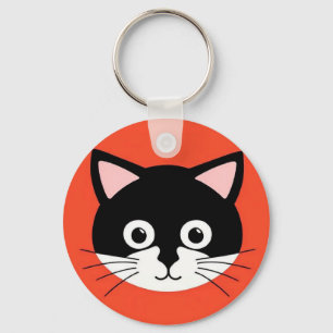 Chaveiro Rosto de Gato Fofo Ilustração Vibrante