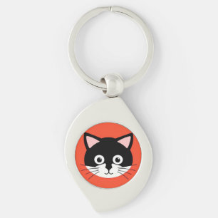 Chaveiro Rosto de Gato Fofo Ilustração Vibrante