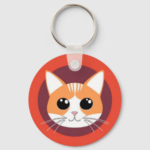 Chaveiro Rosto de Gato Fofo Ilustração Vibrante