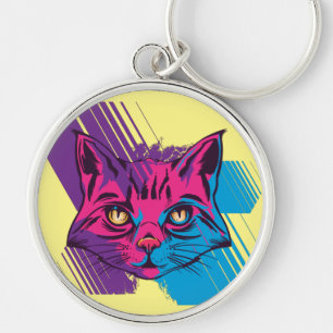 Chaveiro Rosto de Gato Rosa 