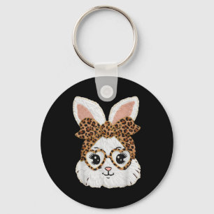 Chaveiro Rosto de leopardo de coelho Bunny fofo Garota Gles