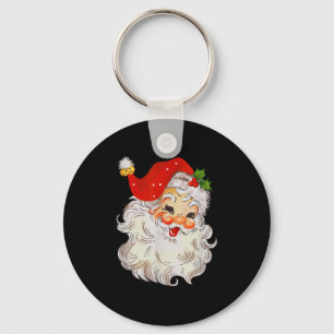 Chaveiro Rosto de Papai Noel Alegre Retrô Vintage St. Nick