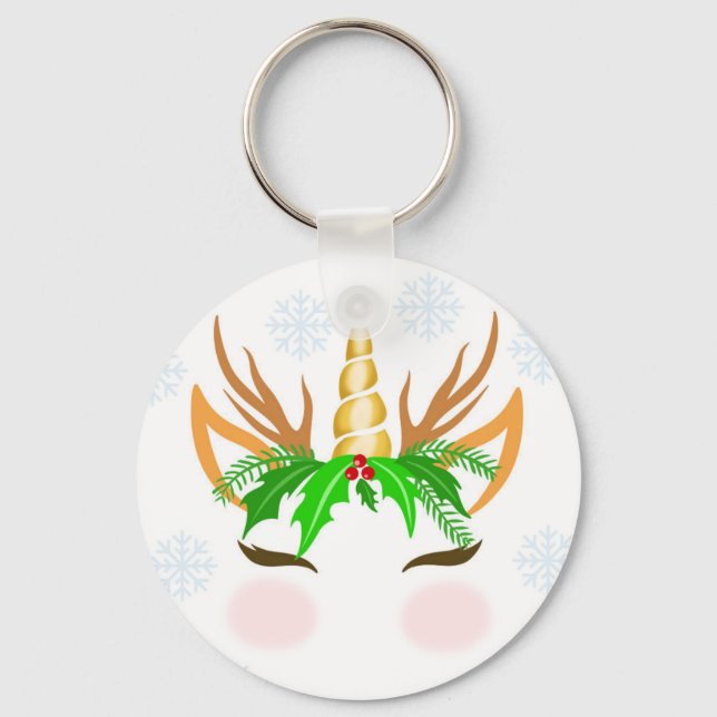 Chaveiro Rosto de Unicórnio de Natal (Frente)